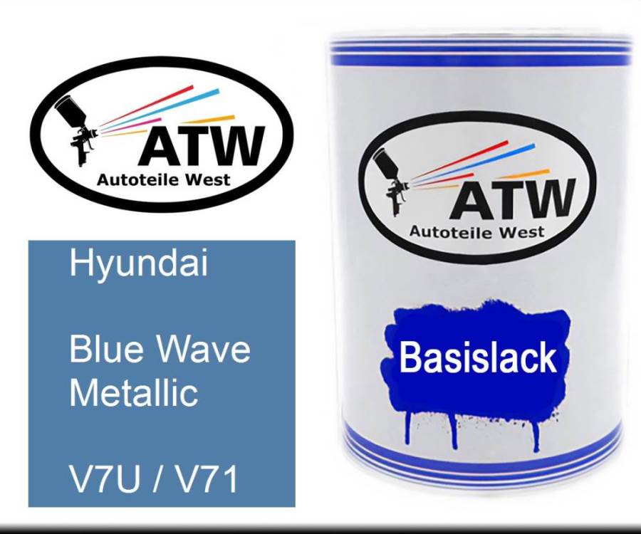 Hyundai, Blue Wave Metallic, V7U / V71: 500ml Lackdose, von ATW Autoteile West.